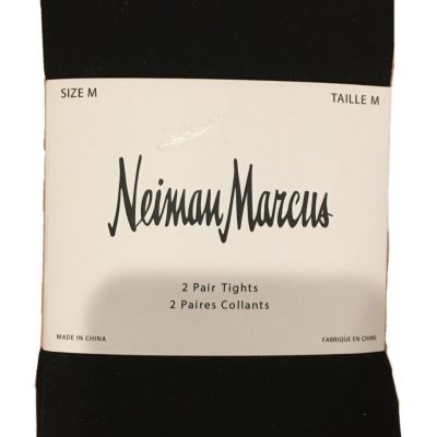 RTLS $30 NEIMAN MARCUS WOMENS BLACK OPAQUE TIGHTS SZ M - 2 PAIRS